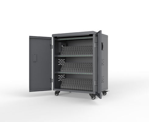 Gabinete de Carregamento para Tablets em Plástico ABS de Engenharia com 54 Portas, Luzes LED e Furos de Ventilação
