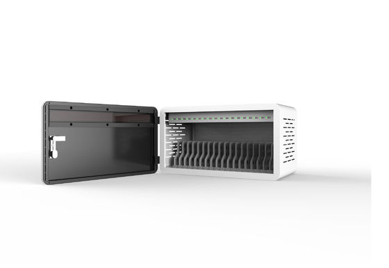 Desktop 18 Slots USB Cabinet de carregamento trancavel com sistema de proteção de segurança 8S e fechaduras e chaves