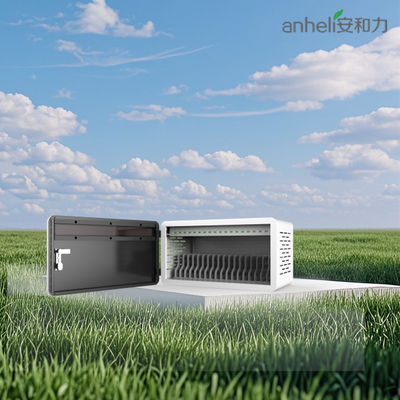 Armário de carregamento de tablets compacto de 640x360x370mm com divisores de plástico de engenharia ABS e rodas médicas ultra-silenciosas