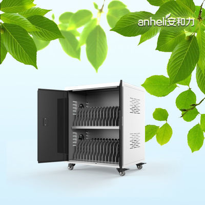 Cabine de carregamento de laptops com fechaduras e chaves, ventiladores de arrefecimento e rodas médicas alemãs